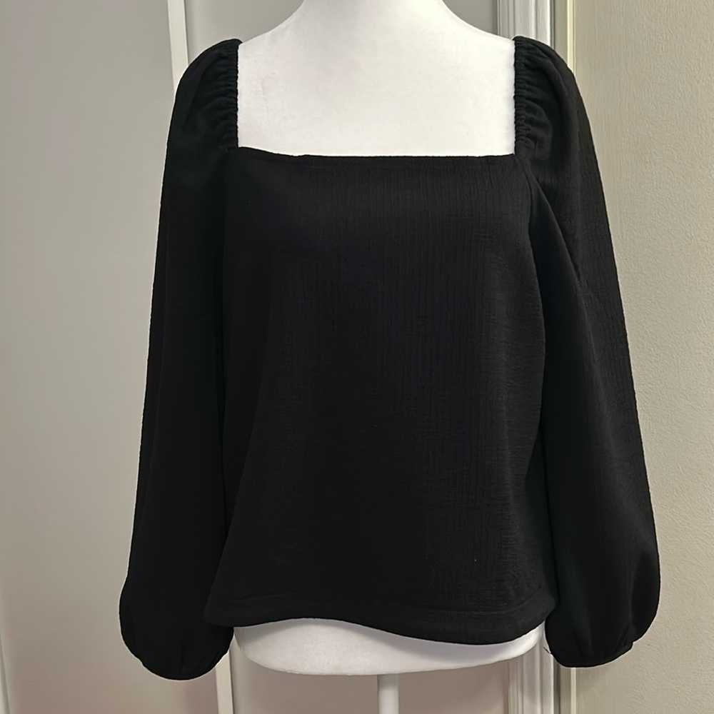 NWT Madewell dressy black sq neck top